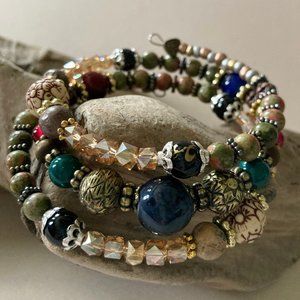 Vintage Chic Bohemian Artisan Beaded Wrap Bracelet